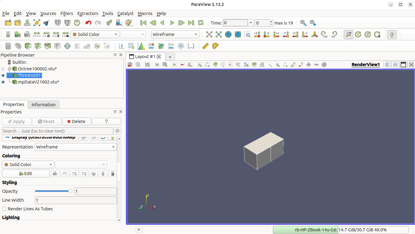 Wireframe representation of the thresholded background mesh.